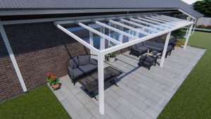 Benelux Veranda  9,50 mt x  2,60 mt – Cream – Glass