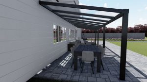 Benelux Veranda  10,10 mt x  2,70 mt – Zwart – Opal Polycarbonate - inclusief montage
