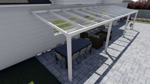 Benelux Veranda  10,60 mt x  3,50 mt – Cream – Helder Polycarbonate