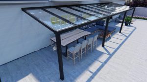 Benelux Veranda  11,90 mt x  3,20 mt – Zwart – Glass