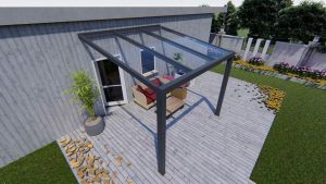 Benelux Veranda  3,06 mt x 3,50 mt – Matt Anthracite – Glass