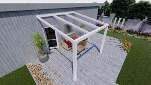 Benelux Veranda  3,06 mt x  2,80 mt – Cream – Helder Polycarbonate