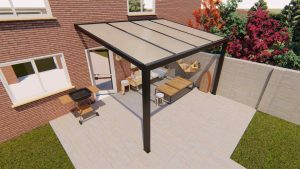 Benelux Veranda  3,06 mt x  3,20 mt – Zwart – Opal Polycarbonate - Afbeelding 3