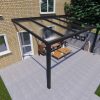 Benelux Veranda  4,30 mt x  3 mt – Zwart – Helder Polycarbonate - Afbeelding 3