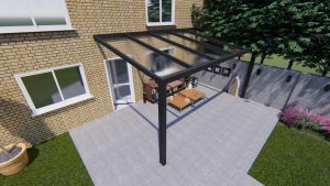 Benelux Veranda  4,20 mt x  3,80 mt – Zwart – Helder Polycarbonate - Image 3