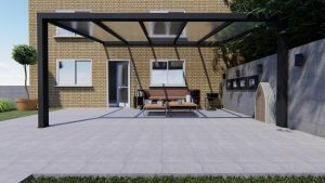 Benelux Veranda  4,70 mt x  3,60 mt – Zwart – Opal Polycarbonate