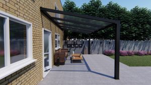 Benelux Veranda  4,70 mt x  3,60 mt – Zwart – Opal Polycarbonate - Afbeelding 2