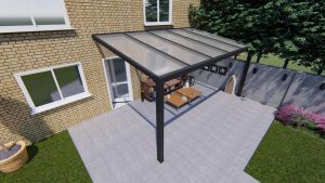 Benelux Veranda  4,70 mt x  3,60 mt – Zwart – Opal Polycarbonate - Afbeelding 3