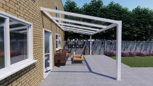 Benelux Veranda  4,10 mt x  3,30 mt – Cream – Helder Polycarbonate - Afbeelding 2