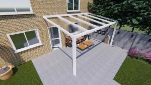 Benelux Veranda  5,06 mt x  3,70 mt – Cream – Helder Polycarbonate