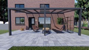 Benelux Veranda  6 mt x  3,90 mt – Zwart – Opal Polycarbonate