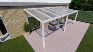 Benelux Veranda  7,06 mt x  2,60 mt – Cream – Opal Polycarbonate