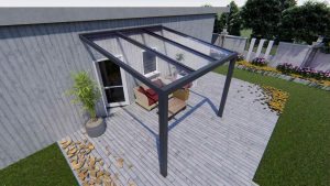 Benelux Veranda  3,06 mt x  2,80 mt – Anthracite – Helder Polycarbonate - inclusief montage